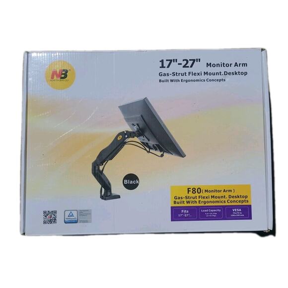 North Bayou F80 4 - 19.8lbs Monitor Arm Mount Stand Black Adjustable & Tilt - Picture 1 of 2